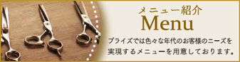 メニュー紹介 - プライズでは色々な年代のお客様ニーズを実現するメニューを用意しております。